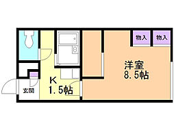 レオパレスフローラ 1Kの間取図画像