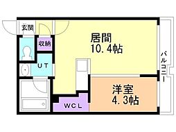 ラ・シュエット1 1LDKの間取図画像