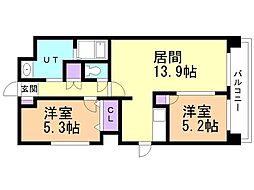 サン・パーク厚別 2LDKの間取図画像