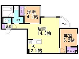 Lcreate新さっぽろ 2LDKの間取図画像