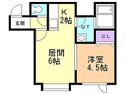 フリューブジョーヌ3 1LDKの間取図画像