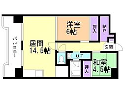 ビレッジハウス桜台タワー4号棟 2LDKの間取図画像