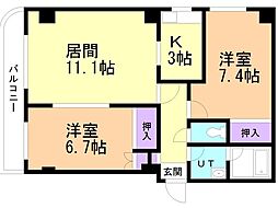 リバーサイド共応 2LDKの間取図画像