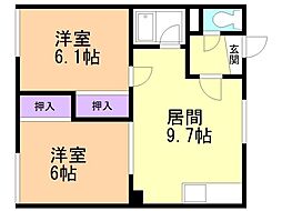 ハイツひろ 2LDKの間取図画像