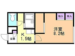 レオパレスベレン2 1Kの間取図画像