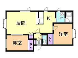 ドリームハイツエモリエル 2LDKの間取図画像
