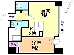 feuillesvertesAj 1LDKの間取図画像
