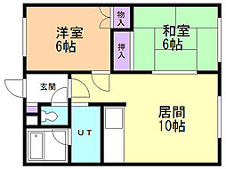 ロイヤルハイツ北野B 2LDKの間取図画像