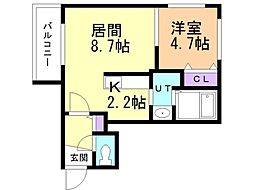 ノムラ新さっぽろ 1LDKの間取図画像