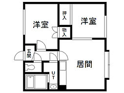 ベルアベニュー 2DKの間取図画像