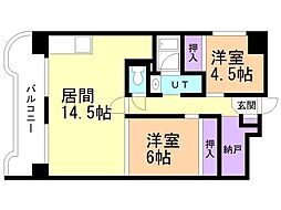 ビレッジハウス桜台タワー4号棟 2LDKの間取図画像
