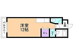アサヒアンソレイエ ワンルームの間取図画像