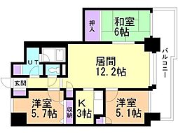 パークヒル厚別 3LDKの間取図画像