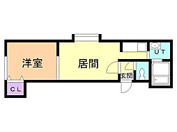 カーム厚別 1LDKの間取図画像