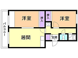 メゾン小林 2LDKの間取図画像