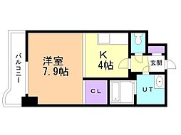 関ハイツ1-1 1Kの間取図画像