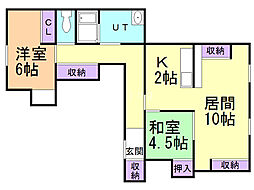 ロアール新札幌A 2LDKの間取図画像