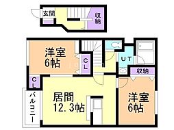 メモリーヒルズ壱番館 2LDKの間取図画像