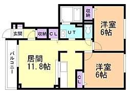 リーフプラザ1 2LDKの間取図画像