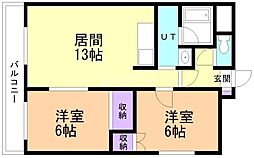 アクティブプラザ厚別西 2LDKの間取図画像