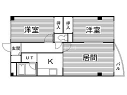 サントノーレ 2LDKの間取図画像