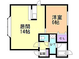 メゾンドルポ 1LDKの間取図画像