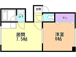 シャトージェミニ北広島 1LDKの間取図画像