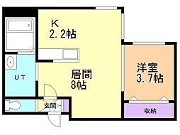 フェリーチェ新札幌 1LDKの間取図画像
