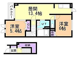シャイニスター 2LDKの間取図画像
