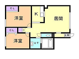 エルムハイツ3 2LDKの間取図画像