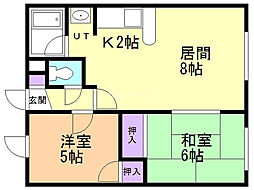 エリザベート新札幌 2LDKの間取図画像