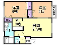 フォレパルクC 2LDKの間取図画像