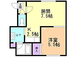 メゾン・ドレーブ新さっぽろB棟 1LDKの間取図画像