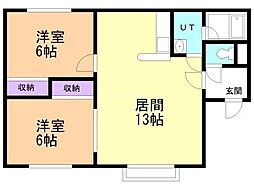 クレストール青葉B 2LDKの間取図画像