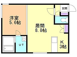 ラ・ヴィクトワール新札幌 1LDKの間取図画像