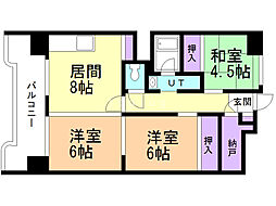 ビレッジハウス桜台タワー4号棟 2LDKの間取図画像