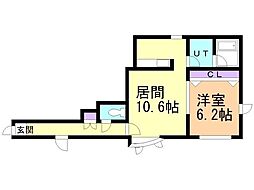 ボヌール厚別2番館 1LDKの間取図画像