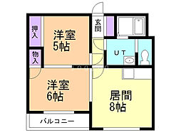 丸田ビル新札幌 2LDKの間取図画像