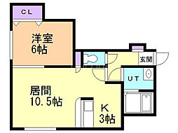 エル・ベスト南郷 1LDKの間取図画像