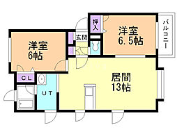 カルム・ヒルズ 2LDKの間取図画像