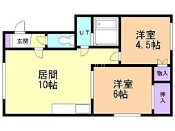 Kビル 2LDKの間取図画像