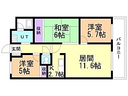 サントアリオ・デ大谷地 3LDKの間取図画像