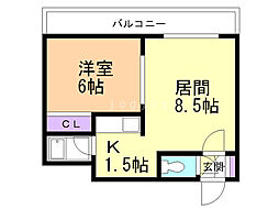 パークサイドヒサエ 1LDKの間取図画像