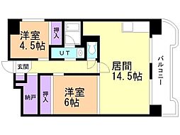 ビレッジハウス桜台タワー4号棟 2LDKの間取図画像