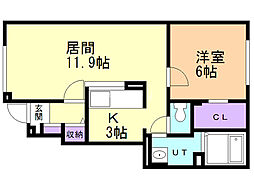 サピージェルメ 1LDKの間取図画像