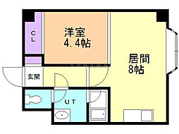 ファーム田村1 1LDKの間取図画像