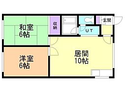 コーポ高田A 2LDKの間取図画像