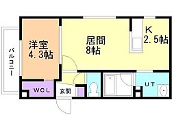 Lcreate新さっぽろ 1LDKの間取図画像