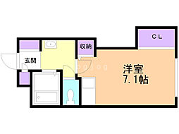 ソフトタウン大谷地 ワンルームの間取図画像