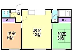 コーポライラック 2LDKの間取図画像
